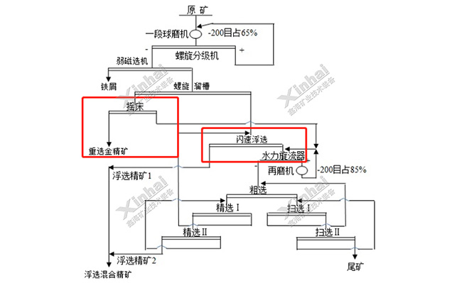 金氧化原生混合礦重選+閃速浮選工藝